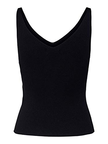 JDY Damen Tank Top Oberteil JDYNANNA Basic Shirt Ärmellos Struktur Pullover V-Neck Ausschnitt, Farben:Schwarz, Größe:40 von EGOMAXX