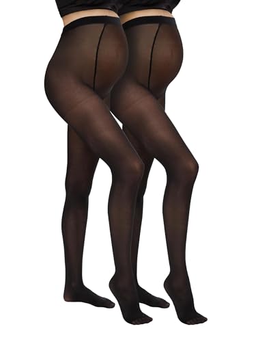 Mamalicious 2er Set Umstands Strumpfhose Schwangerschaft, Farben:Schwarz, Größe:L-XL von EGOMAXX