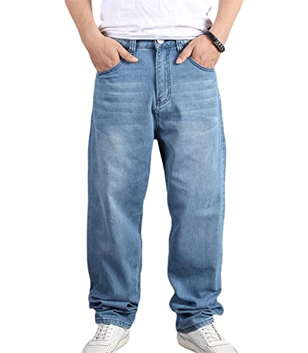 Baggy Jeans Herren Hose Straight Basic Jeans Streetwear Männer Hip Hop Hose Denim Cargohosen Loose Fit Jogginghose von EGSDMNVSQ