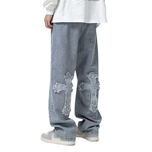 Cargohosen Herren Hip Hop Baggy Jeans Vintage Graffiti Drucken Loose Fit Denim Jeanshose Hipster Style Straßentanz Hosen Teenager Jungen Skateboard Hose von EGSDMNVSQ