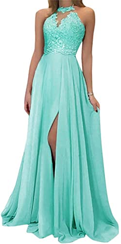 EGSDMNVSQ Abendkleider für Damen Spitzen Ärmelloses Chiffon Kleid Mode Einfarbig Wickelkleid Brautjungfernkleider Cocktailkleid Partykleid Maxikleid Abendkleider Ballkleid von EGSDMNVSQ