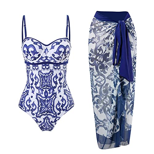 EGSDMNVSQ Badeanzug Damen Einteiler Bikini Set mit Langer Rock Boho Badeanzüge Outfits Sexy Bademode Swimsuit mit Strandrock V Ausschnitt Schwimmanzug mit Wickelrock Strandurlaub EGSDMNVSQ Badeanzug Damen Einteiler Bikini Set mit Langer Rock Boho Badeanzüge Outfits Sexy Bademode Swimsuit mit Strandrock V Ausschnitt Schwimmanzug mit Wickelrock Strandurlaub von EGSDMNVSQ