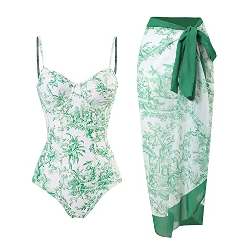 EGSDMNVSQ Badeanzug Damen Einteiler Bikini Set mit Langer Rock Boho Badeanzüge Outfits Sexy Bademode Swimsuit mit Strandrock V Ausschnitt Schwimmanzug mit Wickelrock Strandurlaub EGSDMNVSQ Badeanzug Damen Einteiler Bikini Set mit Langer Rock Boho Badeanzüge Outfits Sexy Bademode Swimsuit mit Strandrock V Ausschnitt Schwimmanzug mit Wickelrock Strandurlaub von EGSDMNVSQ