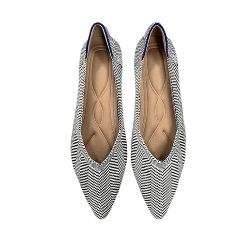 EGSDMNVSQ Ballerina Schuhe Damen Ballerinas Slip On Knit Kleid Schuhe Runde Zehe Frauen Flach Elegante und Bequem Schuhe von EGSDMNVSQ