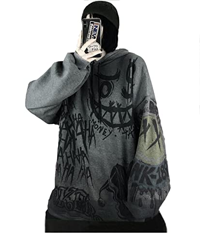 EGSDMNVSQ Damen Anime Kapuzenpullover Japan Kawaii Hoodie E-Girl Streetwear Mädchen Y2K Gothic Sweatshirt Harajuku Pullover von EGSDMNVSQ