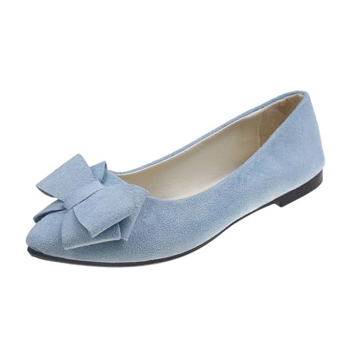EGSDMNVSQ Damen Ballerinas Elegant Schleifen Spitze Zehe Ballett Flache Komfort Slip On Wildleder Flats Schuhe Freizeit Arbeit Mokassins von EGSDMNVSQ