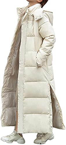 EGSDMNVSQ Damen Daunenmantel mit Kapuze Winterjacke Lange Daunenjacke Warm Winterparka Dicke Steppjacke Daunenmantel Casual Wintermantel Outdoorjacke von EGSDMNVSQ