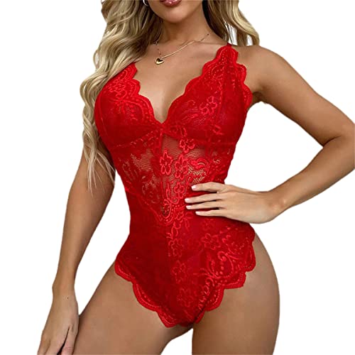 EGSDMNVSQ Damen Elegant Bodysuit Mesh V-Ausschnitt Langarm/Kurzarm Bodysuit Durchsichtiges Netz mit Spitzen Bluse Tops Overalls Spitzebodys von EGSDMNVSQ