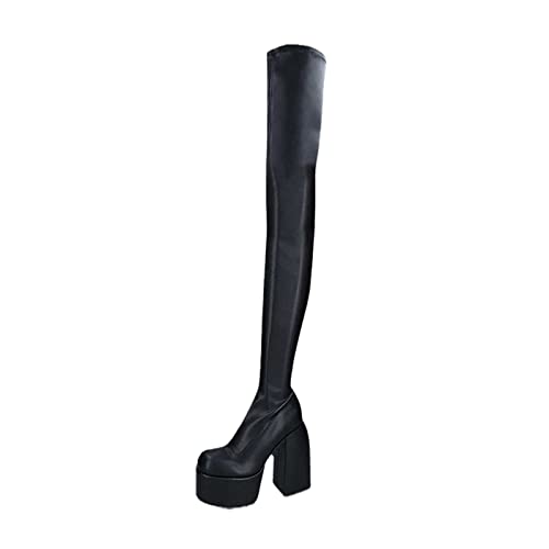 EGSDMNVSQ Damen Elegant High Boots Flach Reitstiefel Kniehohe Stiefel Winter Lange Hohe Stiefel Overknees Reißverschluss Schnürung Winterstiefel Langschaftstiefel Winterschuhe von EGSDMNVSQ