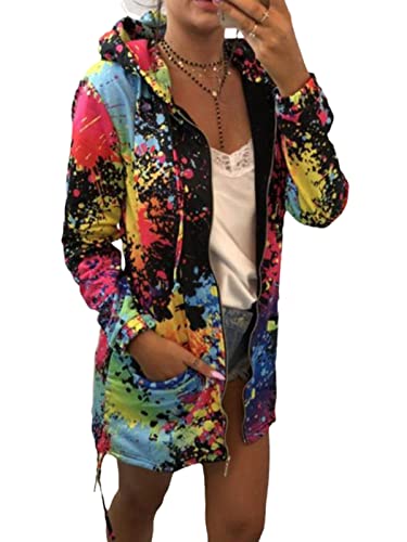 EGSDMNVSQ Damen Elegant Jacke Blumenmuster Langarm Bomberjacke Reißverschluss Stehkragen Outwear Kurz Mantel Herbst Frühling Leicht Jacke von EGSDMNVSQ