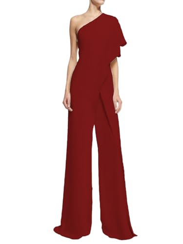 EGSDMNVSQ Damen Elegant Jumpsuit One-Shoulder Overalls Bedruckter Playsuit Hohe Taille Freizeithose Hosenanzug Weites Bein Romper Hose von EGSDMNVSQ