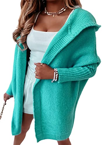 EGSDMNVSQ Damen Elegant Warm Herbst Winter Strickjacke Pullover Lang Cardigan Langarm Kapuzenpullover Jacke Mantel mit Kapuze Outwear von EGSDMNVSQ