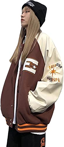 EGSDMNVSQ Damen Herren Jacken College Cargo Y2k Vintage Winterparka Jacke Baseball Sportjacke Sweatjacke Unisex Japanese Harajuku Hoodies Mode Hip Hop Streetwear von EGSDMNVSQ