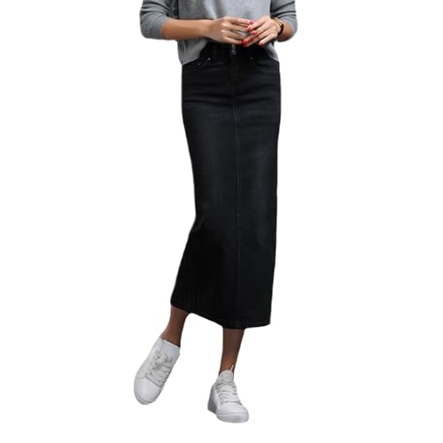 EGSDMNVSQ Damen Long Jeans Rock Hohe Taille Maxirock A-Linie Lange Denim Röcke mit Schlitz Bleistiftrock Stretch lässig Elegante von EGSDMNVSQ
