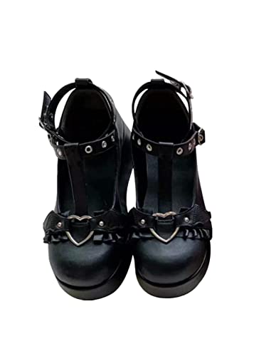EGSDMNVSQ Damen Platform Mary Jane Schuhe Sweet Toe Knöchel Gothic Plattform Frauen Pumps Schuhe Chunky Plattform Schuhe Lackleder Kleid Schuhe Süße von EGSDMNVSQ