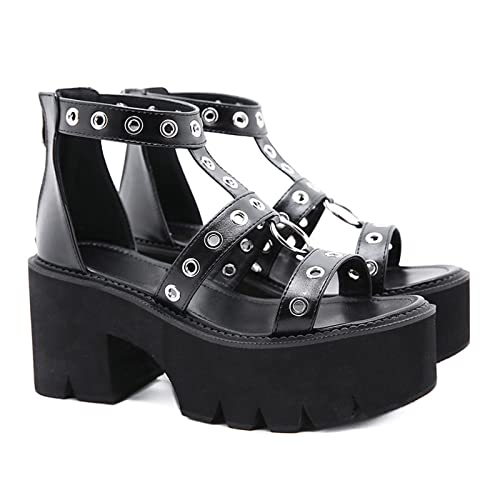 EGSDMNVSQ Damen Platform Mary Jane Schuhe Sweet Toe Knöchel Gothic Plattform Frauen Pumps Schuhe Chunky Plattform Schuhe Lackleder Kleid Schuhe Süße von EGSDMNVSQ