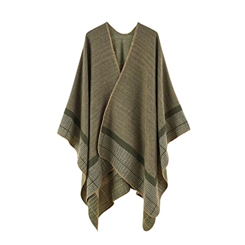 EGSDMNVSQ Damen Warme Poncho Schal Wrap Feeling Strick Cape Open Front Cardigan Gestrickt Überdimensionalen Decke Kap Schal von EGSDMNVSQ