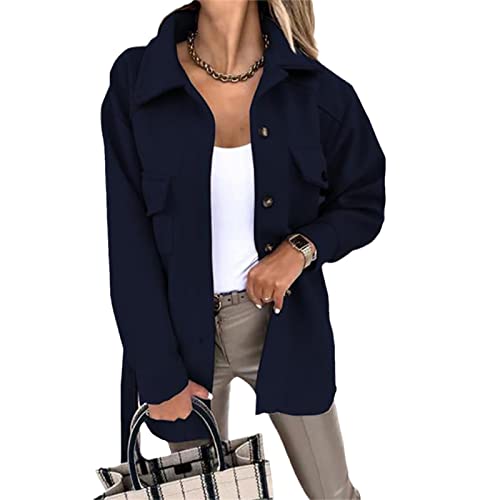 EGSDMNVSQ Damen Winter Mantel Kurz Trenchcoat Outwear Revers Parka Jacke Mode Frühjahr Herbst Übergangsjacke von EGSDMNVSQ