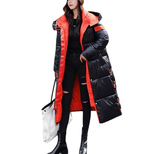 EGSDMNVSQ Daunenjacke Damen Lang Mantel Wintermantel Mit Kapuze Steppjacke Winterjacke Winter Warm Parka Jacke Reißverschluss Outdoorjacke Winddicht Jacke von EGSDMNVSQ