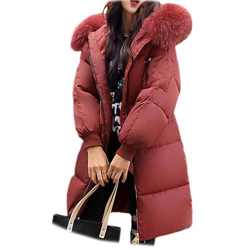 EGSDMNVSQ Daunenmantel Damen Wintermantel Mit Kapuze Lang Mantel Parka Jacke Steppmantel Daunenjacke Winter Warm Jacke Outdoorjacke Warm Winterjacke von EGSDMNVSQ