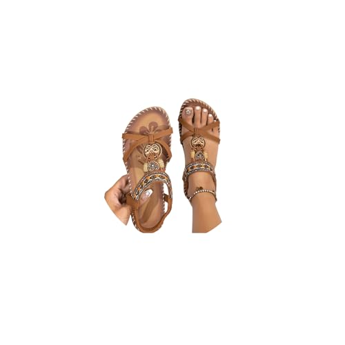 EGSDMNVSQ Flach Elastic Sandalen Damen Sommer Boho Freizeit Open Toe Sandals T-Riemen rutschfeste Strandsandaletten EGSDMNVSQ Flach Elastic Sandalen Damen Sommer Boho Freizeit Open Toe Sandals T-Riemen rutschfeste Strandsandaletten von EGSDMNVSQ