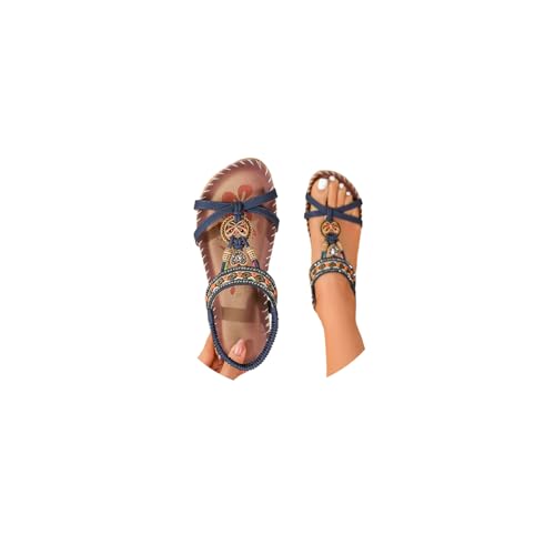EGSDMNVSQ Flach Elastic Sandalen Damen Sommer Boho Freizeit Open Toe Sandals T-Riemen rutschfeste Strandsandaletten EGSDMNVSQ Flach Elastic Sandalen Damen Sommer Boho Freizeit Open Toe Sandals T-Riemen rutschfeste Strandsandaletten von EGSDMNVSQ