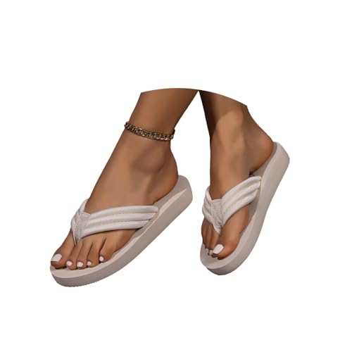 EGSDMNVSQ Flip Flops Damen Zehentrenner Badeschuhe Plateau Sandaletten Slippers Elegant Sommer Strandschuhe von EGSDMNVSQ