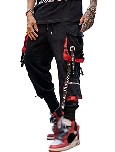 EGSDMNVSQ Herren Hosen Hip Hop Jogger Cargo Pants Baggy Streetwear Punk Hose Modisch Elastisch Arbeit Freizeit Hose von EGSDMNVSQ
