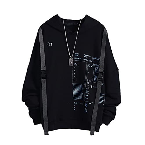 EGSDMNVSQ Herren Japanischer Harajuku Kapuzenpullover Hip Hop Streetwear Urban Hoodie von EGSDMNVSQ