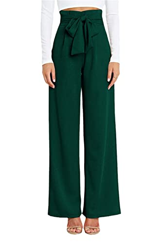 EGSDMNVSQ Hose Weites Bein Damen Sommer Elegant Weitehose High Waist Freizeithose Fließend Hose Weites mit Taschen Hose mit Geradem Einfarbig Anzughose Loose Pants von EGSDMNVSQ