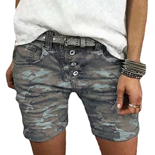 EGSDMNVSQ Jeans Shorts Damen Kurze Jeans High Waist Strecken Zerrissen Rollsaum Waschung Jeans Shorts Lochjeans Kurz Denim Hosen von EGSDMNVSQ