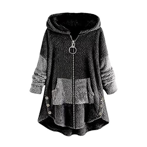 EGSDMNVSQ Kapuzenpullover Damen Hoodie Katze Druck Kuschelig Fleecepulli Warm Große Größen Winter Teddy Jacke Casual Plüsch Hoodie Cute Pullover Lang Sweatshirts Plüschjacke Plüschmantel Sweatjacke von EGSDMNVSQ