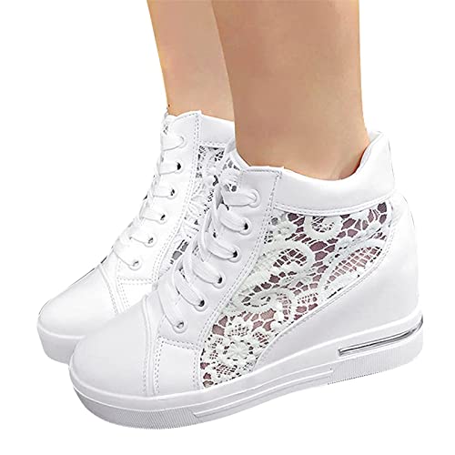 EGSDMNVSQ Keilabsatz Schuhe Damen Sneaker mit Spitze Mode Schuche Pailletten Freizeitschuhe Plateau Sportschuhe Turnschuhe Laufschuhe Walkingschuhe Atmungsaktiv Einzelschuhe von EGSDMNVSQ