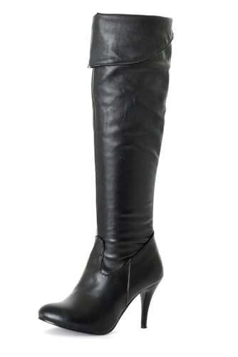 EGSDMNVSQ Klassische Stiefel Damen Kniehohe Stiefel Mit Stiletto Absatz Spitze Zehenbereich High Heel Seitlicher Reißverschluss Stretch Boots PU Leder Wildleder Stiefel Langschaft Overknee Boots von EGSDMNVSQ