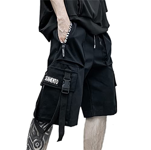 EGSDMNVSQ Männer Hip Hop Cargo Shorts Streetwear Herren Chino Jogger Kurze Sommer Techwear Kurze Hosen mit Multi Tasche von EGSDMNVSQ