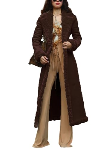EGSDMNVSQ Mantel Damen Winterjacke Lang Warm Jacke Wollmantel Plüsch Jacke Fleece Steppmantel Kunstlederjacke Übergangsjacke Herbst Winter Langarm Lose Mantel EGSDMNVSQ Mantel Damen Winterjacke Lang Warm Jacke Wollmantel Plüsch Jacke Fleece Steppmantel Kunstlederjacke Übergangsjacke Herbst Winter Langarm Lose Mantel von EGSDMNVSQ