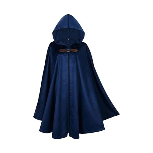 EGSDMNVSQ Mittelalterliche Umhang Damen Poncho Mit Kapuze Gothic Cosplay Karneval Kostüm Vintage Robe Knopf Cape Longstrickjacke Trenchcoat Cape Renaissance Mantel Poncho von EGSDMNVSQ