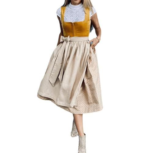 EGSDMNVSQ Oktoberfest Damen Outfit Dirndl Trachtenkleid Trachtenmode Dirndlkleid Trachtenrock Kleid Elegant für Oktoberfest von EGSDMNVSQ