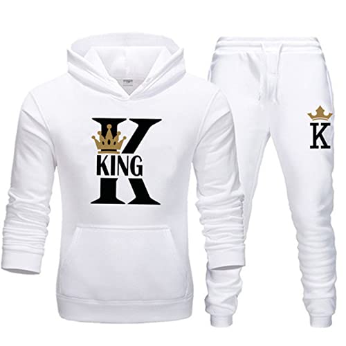 EGSDMNVSQ Pärchen Hoodie Set King Queen Pullover mit Taschen 2-teilig Kapuzenpullover Kapuzenpulli + Jogginganzug Freizeitanzug von EGSDMNVSQ