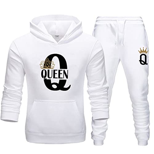 EGSDMNVSQ Pärchen Hoodie Set King Queen Pullover mit Taschen 2-teilig Kapuzenpullover Kapuzenpulli + Jogginganzug Freizeitanzug von EGSDMNVSQ