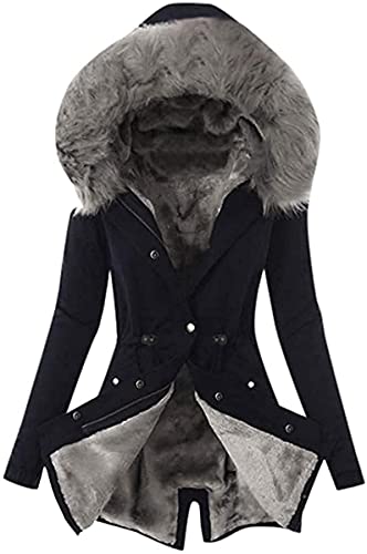 EGSDMNVSQ Parka Damen Wintermantel Warm Lang Elegant Winterparka Steppmantel mit Kapuze Slim Daunenmantel Jacke Trenchcoats mit Taschen Mantel Große Größen von EGSDMNVSQ