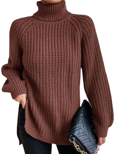 EGSDMNVSQ Pullover Damen Gerippter Rollkragenpullover Langarm Rollkragen Dicker Strick Häkelpullover Lässige Lose Pullover Sweater Stretch Warmer Winter Knit Tops EGSDMNVSQ Pullover Damen Gerippter Rollkragenpullover Langarm Rollkragen Dicker Strick Häkelpullover Lässige Lose Pullover Sweater Stretch Warmer Winter Knit Tops von EGSDMNVSQ