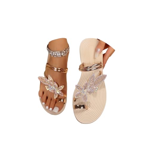 Sandalen Damen Glitzer Hausschuhe Strass Sandaletten Mit Absatz Sommer Flache Schuhe Elegant Open Toe Slides Strandsandalen Sandalen Damen Glitzer Hausschuhe Strass Sandaletten Mit Absatz Sommer Flache Schuhe Elegant Open Toe Slides Strandsandalen von EGSDMNVSQ