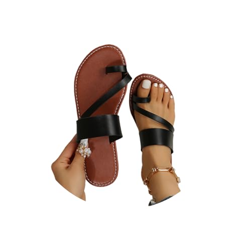 EGSDMNVSQ Sandalen Damen Sommer Sandaletten Freizeitschuhe Orthopädische Flache Hausschuhe Offene Zehen Sandals Zehentrenner Strandsandalen von EGSDMNVSQ
