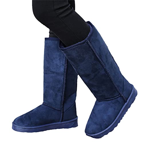 EGSDMNVSQ Schneestiefel Damen Warm Plüsch Gefütterte Boots Hohe Winterstiefel Outdoor flache Schuhe Boots von EGSDMNVSQ