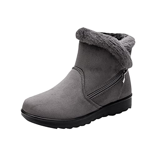 EGSDMNVSQ Schneestiefel für Damen Winterstiefel, Winterschuhe mit Pelzfutter Stiefeletten mit Reißverschluss Warme Gefütterte Stiefel Schneestiefel Boots Schuhe von EGSDMNVSQ