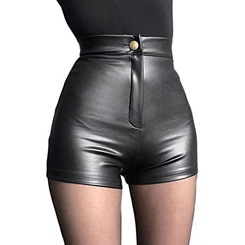 EGSDMNVSQ Shorts Damen Leder Kurze Hosen Hoher Taille Lederhose Leder Shorts Sexy Leather Hotpants von EGSDMNVSQ