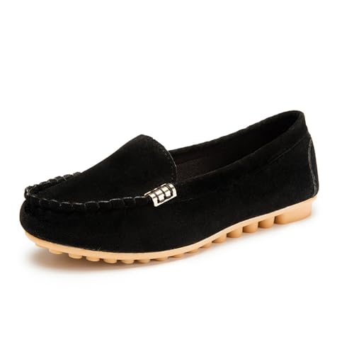 EGSDMNVSQ Slipper & Mokassins für Damen Damen Klassisch Wildleder Textil Loafers Gemütlich Flacher Mokassins Slippers Frauen Halbschuhe von EGSDMNVSQ