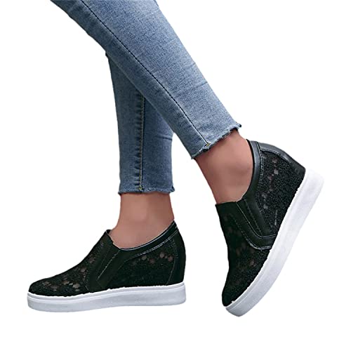 EGSDMNVSQ Sneaker Damen Low Cut Elegant mit Spitze Sommerschuhe Laufschuhe Sportschuhe Platform Canvas Schuhe Mesh von EGSDMNVSQ