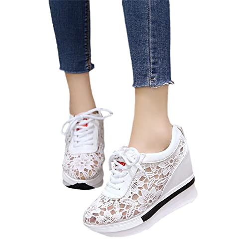 EGSDMNVSQ Sneaker Damen Low-Cut Flache Canvas Schuhe Atmungsaktive Stoffschuhe Elegante Frauen Schnürhalbschuhe Laufschuhe Outdoor Walkingschuhe Halbschuhe von EGSDMNVSQ